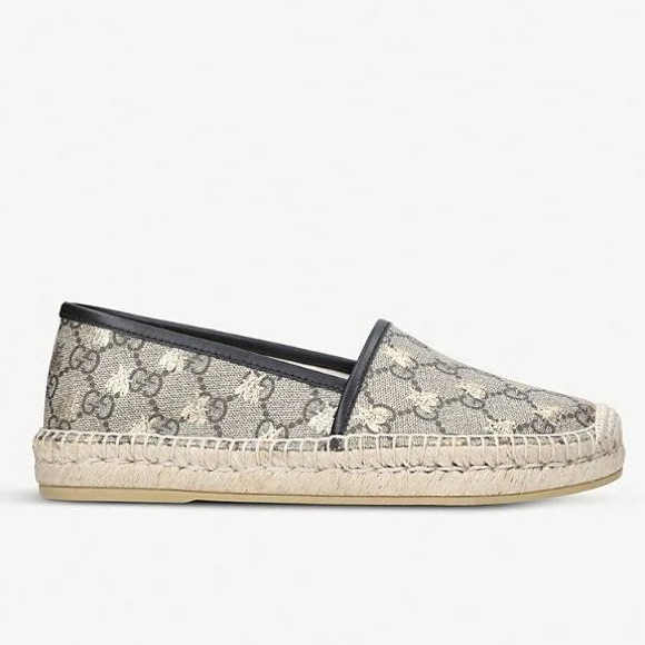 New GUCCI GG Canvas Logo Bee Slip On Espadrilles $730 Size 41 - Picture 1 of 10